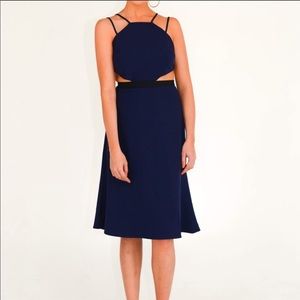 S- NBD Navy Blue cut out, strapped dress, backless